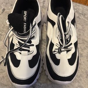 Women's Black and White Sneakers